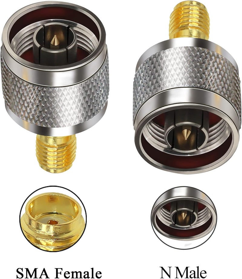 TUOLNK SMA Female to N Male Connector N-Type Male Plug to SMA Female Jack RF Coax Adapter for Wi-Fi Antenna Extension Cable 2pcs - Image 3